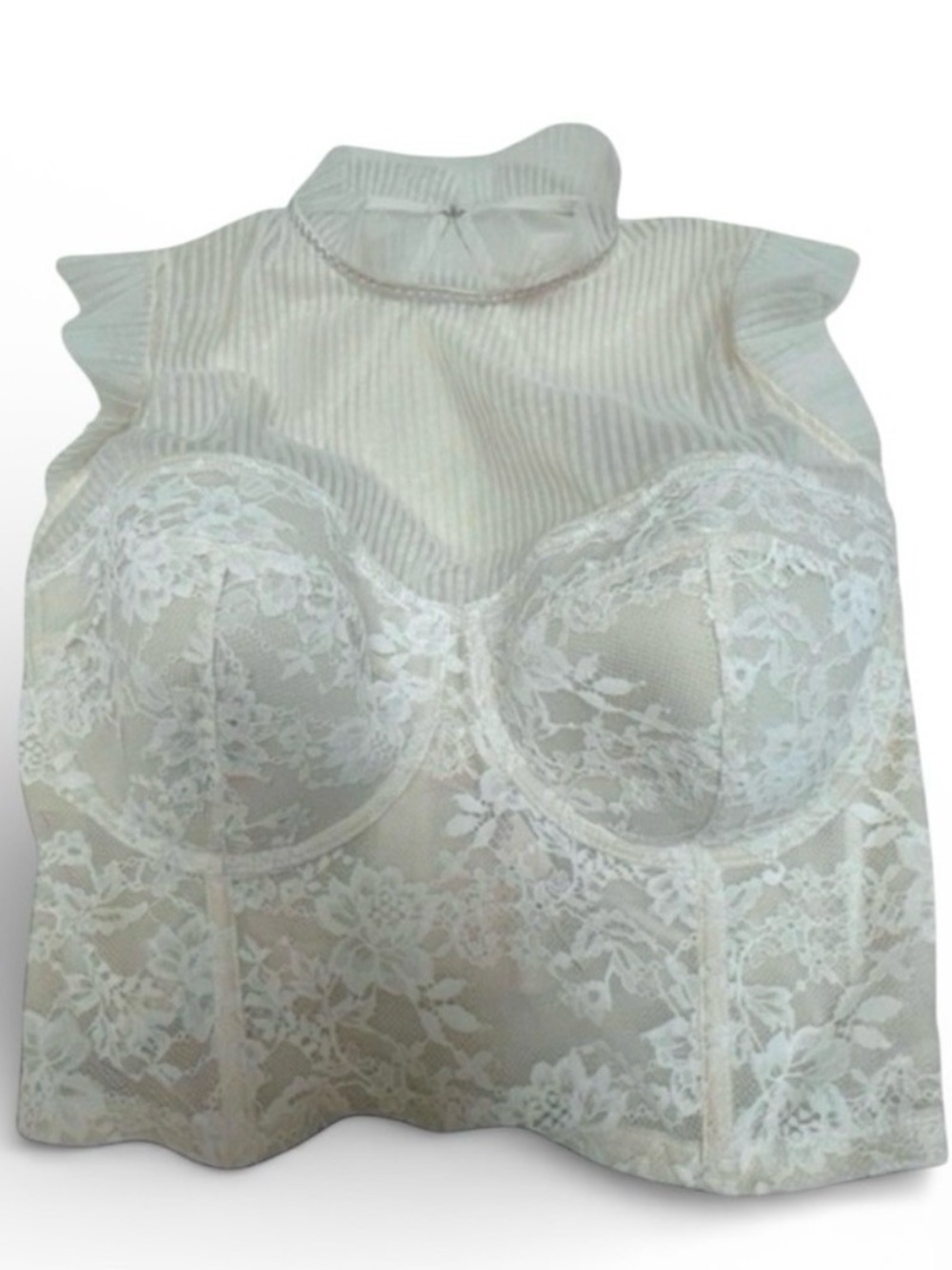 Victoria’s Secret Cream Lace Bustier Size 36E (DD) Elegant Bridal